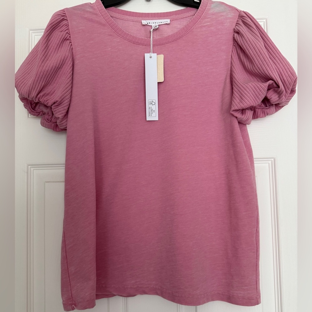 Jane and Delancey Pink Puff Sleeve Blouse